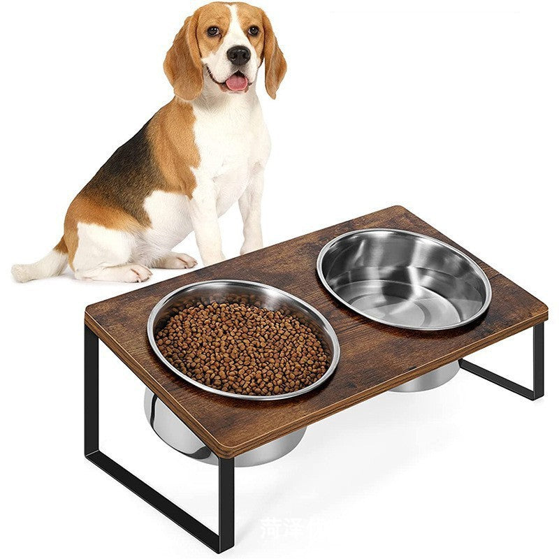 Wooden Iron Pet Feeding Bowl Rack Stand: A Must-Have for Your Furry Friend